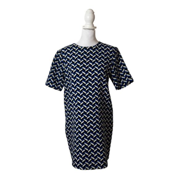 Zara Trafaluc Short Sleeve Geometric Blue Black T-Shirt Dress US Size Small - Picture 1 of 7